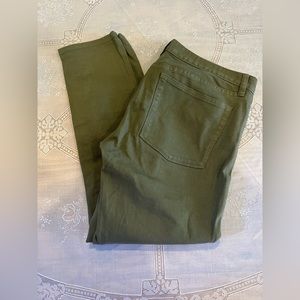 JCrew Toothpick, Stretch, Olive Jeans, Size 31
